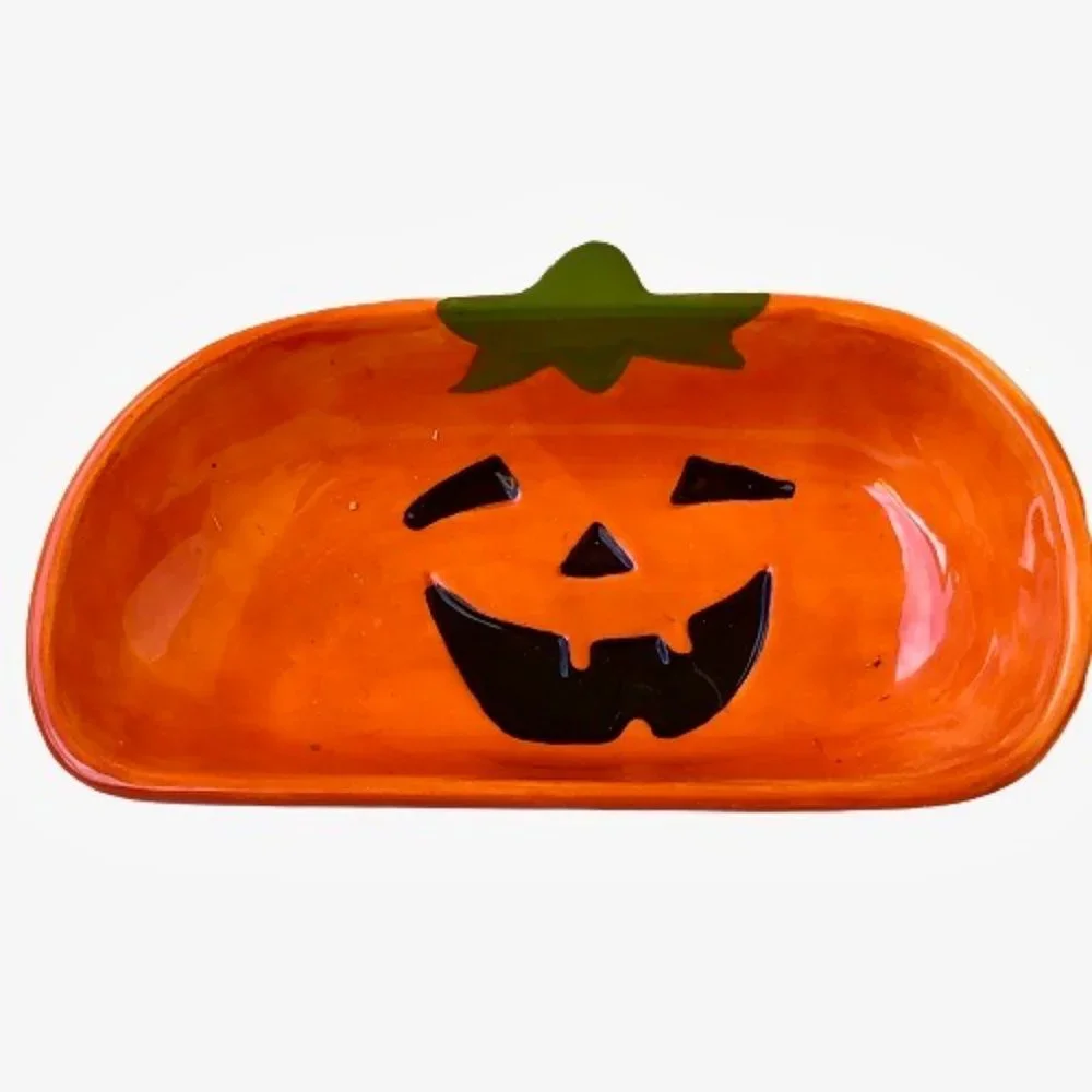 Halloween 🎃 Candy Dishes Tien Hsing Vintage Black Cat + Pumpkin 2 dishes